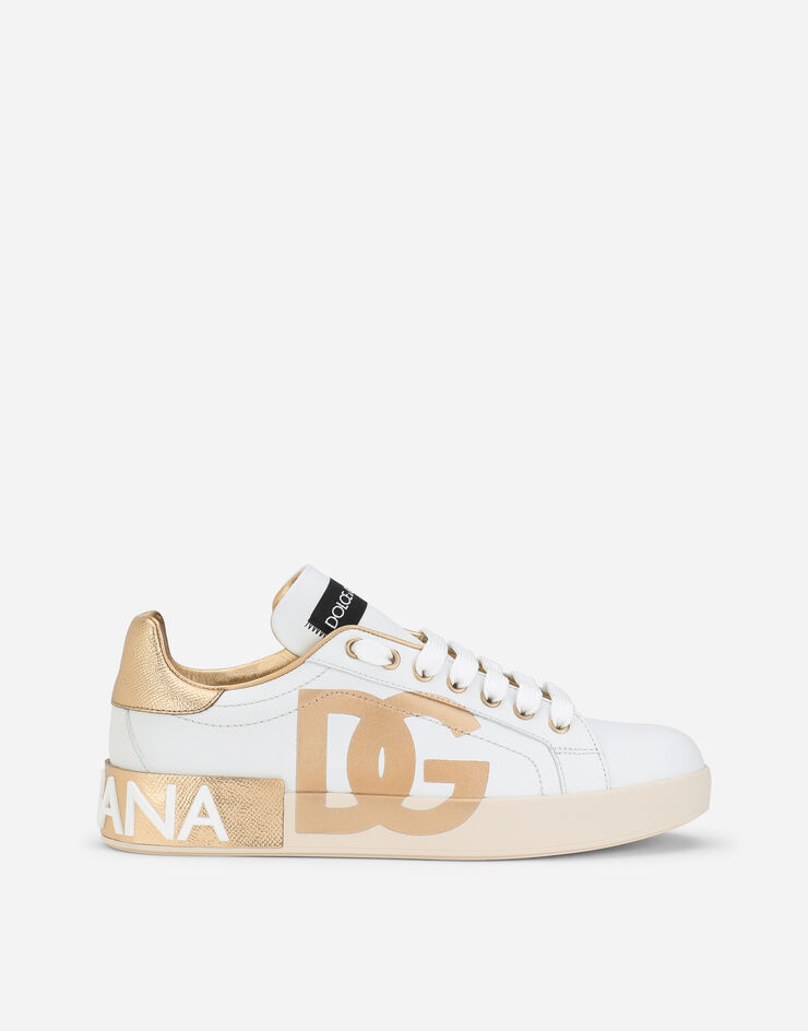 Dolce & Gabbana Sneaker Portofino in pelle di vitello con logo DG Bianco CK1544B5960