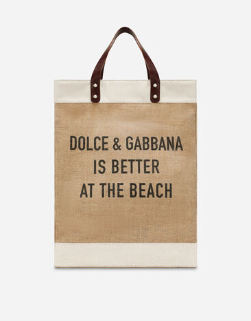 Dolce & Gabbana Shopper aus bedruckter Jute Beige BM2275AO727