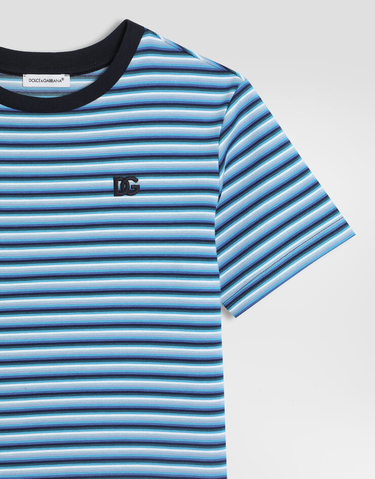 Dolce & Gabbana تي شيرت من جيرسي بطبعة خطوط Multicolor L4JTHUFBGAR