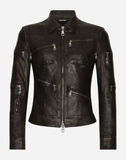 Dolce&Gabbana Washed leather jacket Grey G041KTGG914