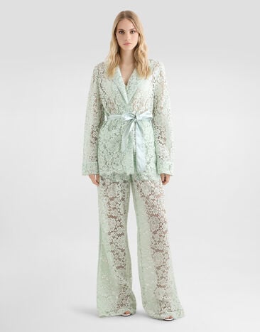 Dolce & Gabbana Chemise vanity en dentelle Green F5R56THLMEA