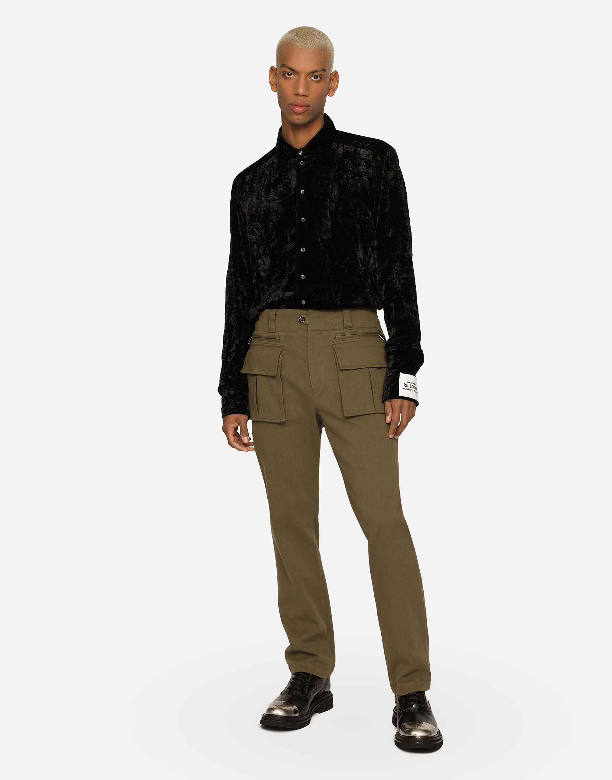 Crushed velvet shirt in Black for Men Dolce Gabbana