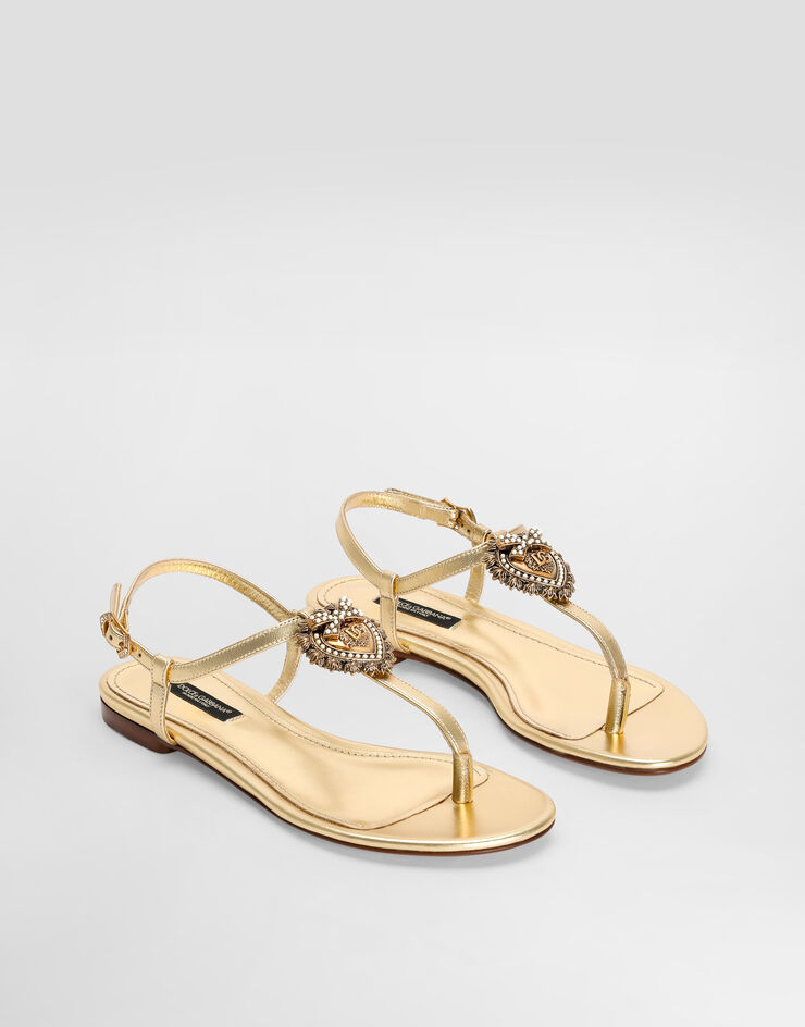 Dolce & Gabbana Nappa leather Devotion thong sandals Gold CQ0353A1016