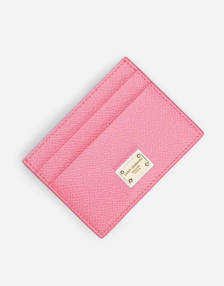 Dolce & Gabbana 로고 태그 도핀 카프스킨 카드 홀더 핑크 BI0330A1001