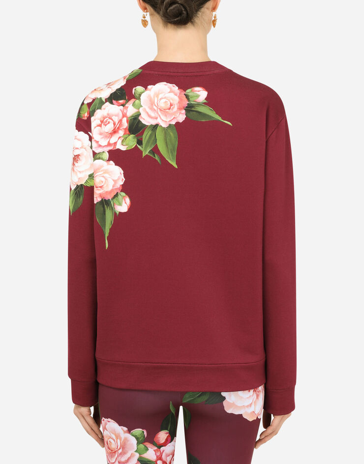 Dolce & Gabbana Jersey sweatshirt with camellia details BURGUNDERROT I9504WG7YVE