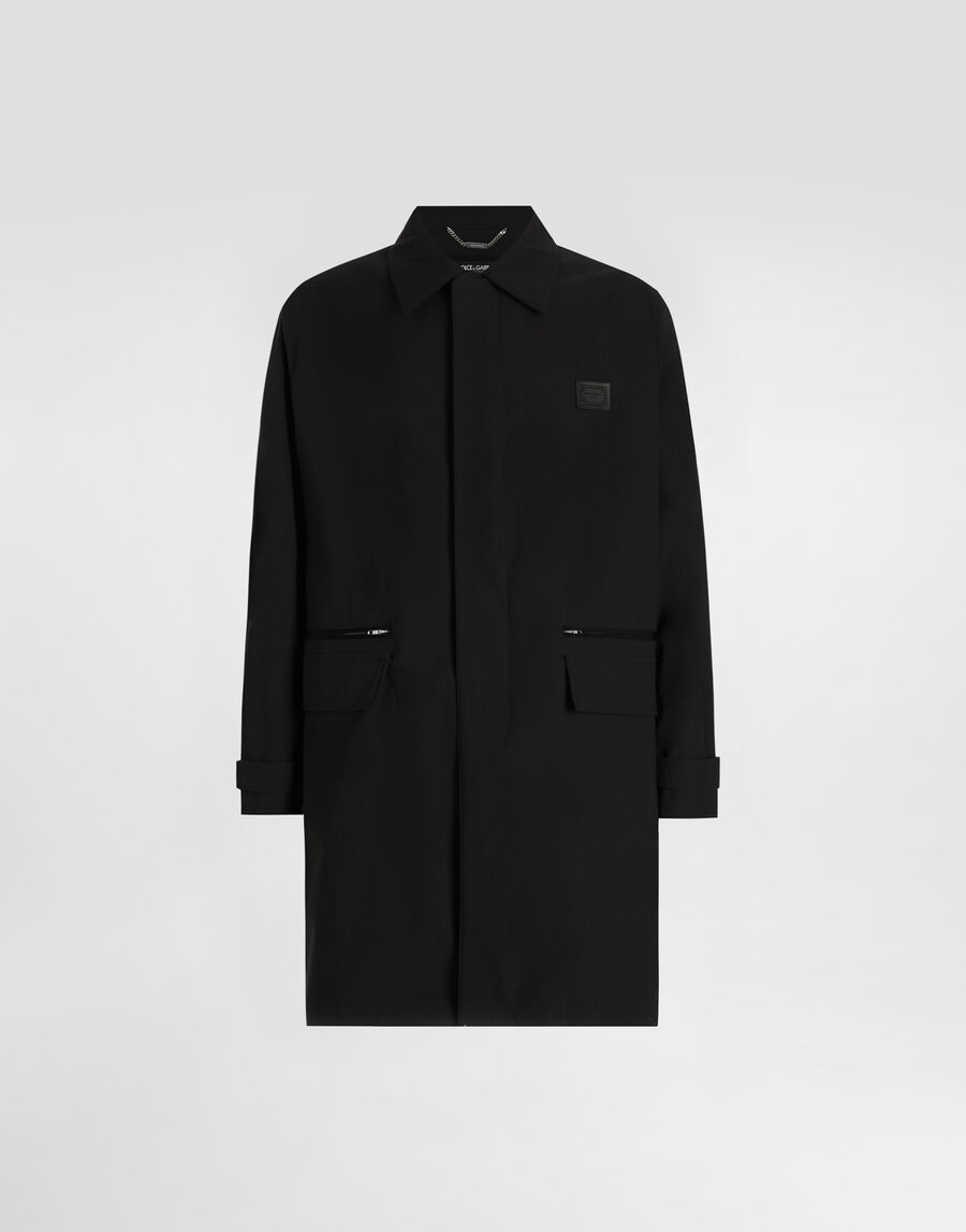 Nylon canvas single-breasted trench