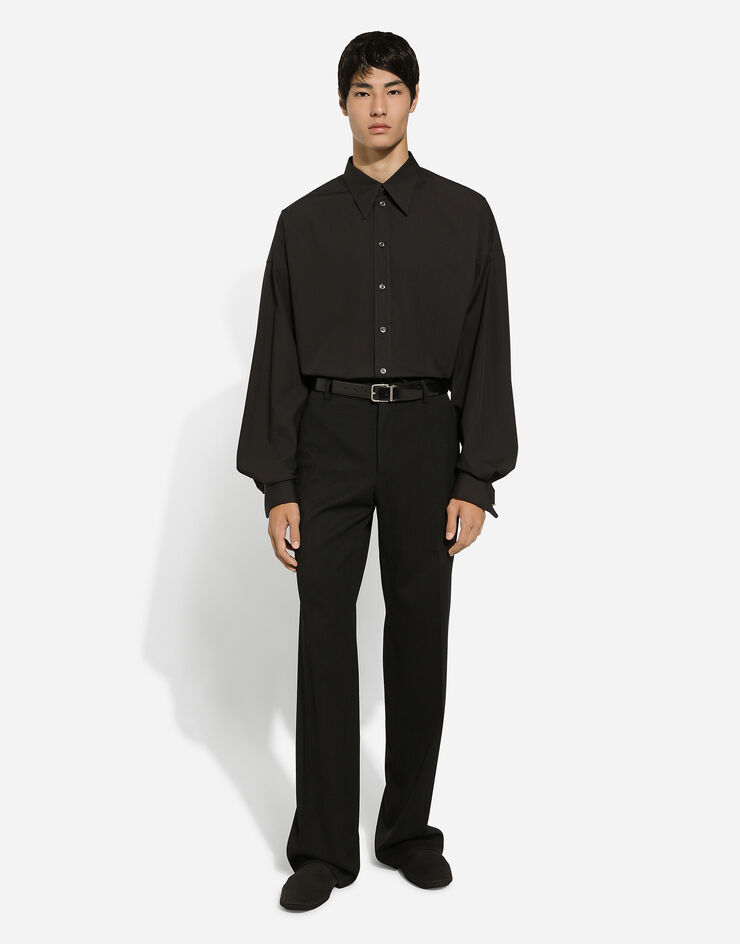Dolce & Gabbana 스트레이트 레그 스트레치 울 팬츠 블랙 GYZMHTGH862