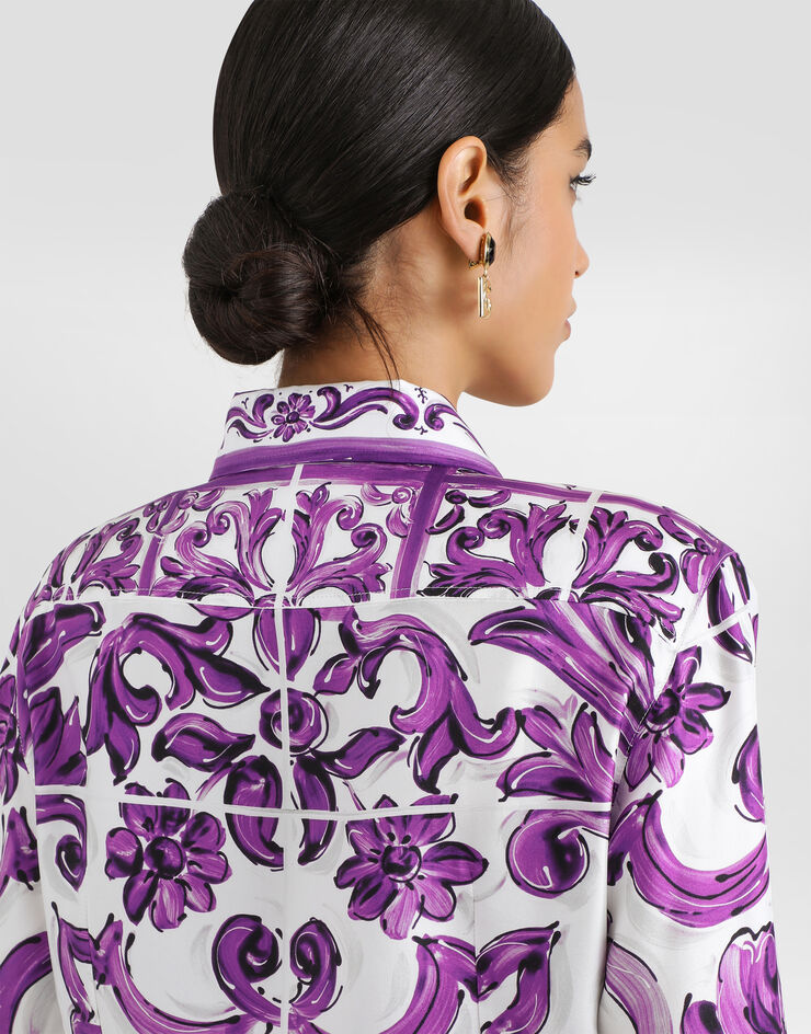 Dolce & Gabbana Majolica-print silk twill shirt Multicolor F5T51THI1ZQ
