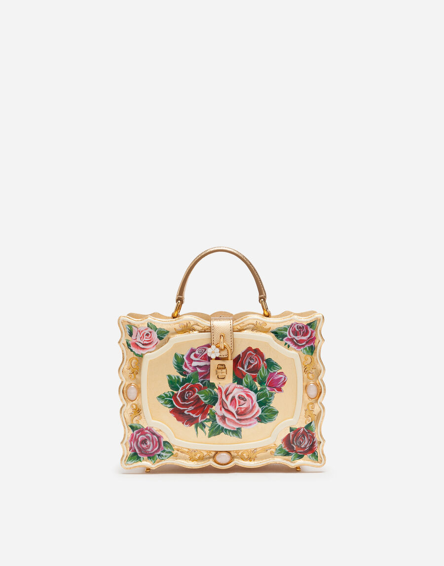 Dolce Box bag in golden hand-painted wood