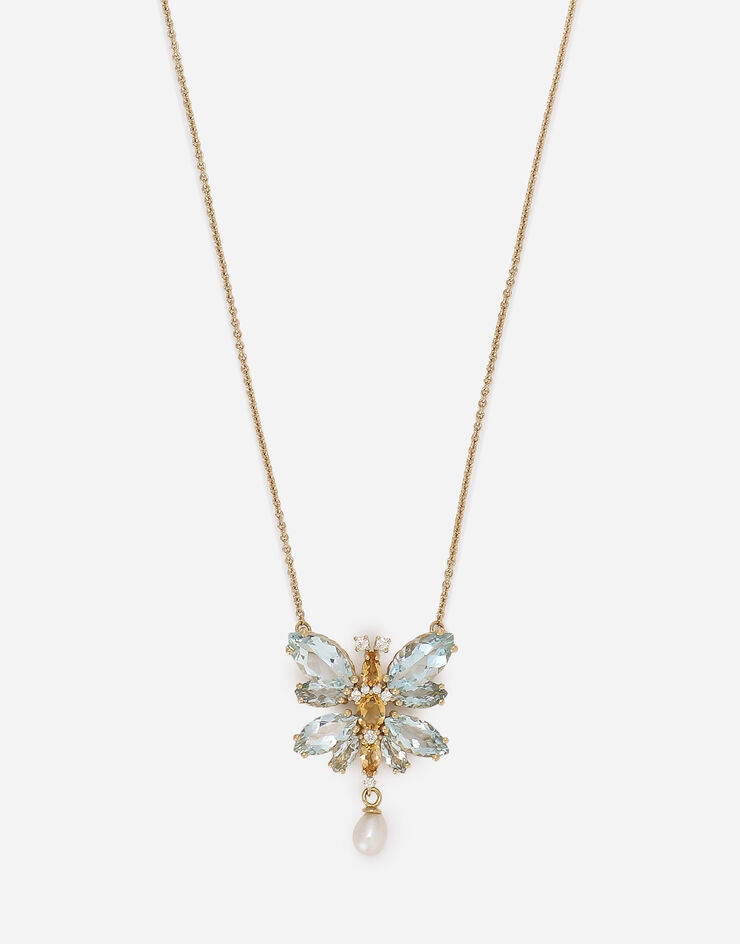 Dolce & Gabbana Collier Spring en or jaune 18 ct avec papillon en aigue-marine Doré WAJI1GWAQ01