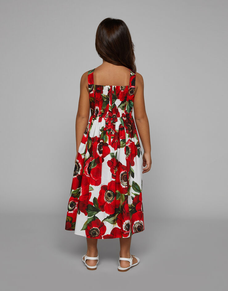 Dolce & Gabbana Kleid aus Popeline Anemonen-Print Drucken L53DU9HS5Q4