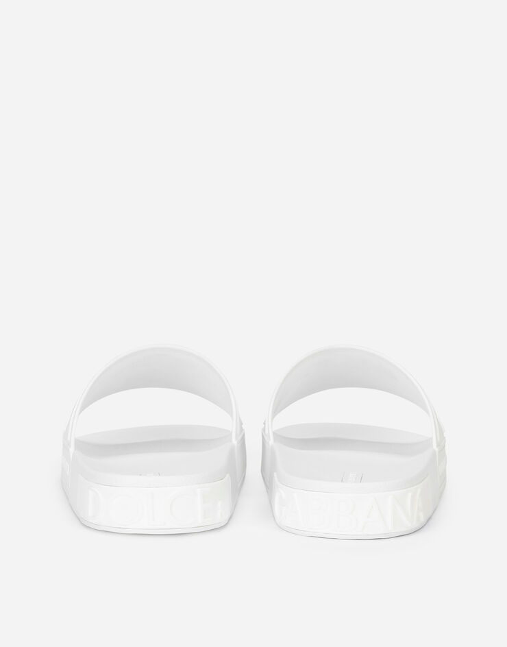 Dolce & Gabbana Rubber beachwear slides with DG logo WHITE CS1786AX389