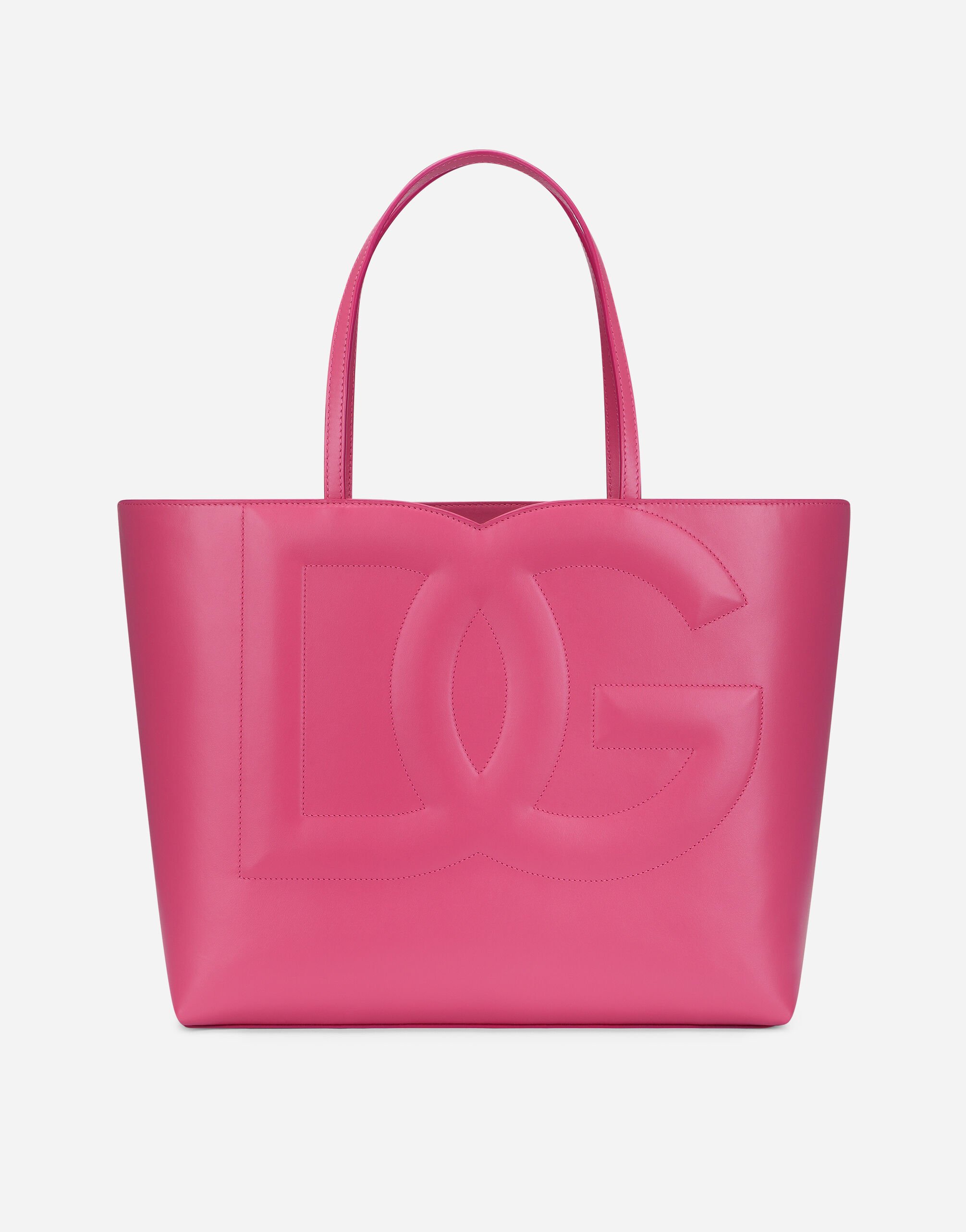 Dolce & Gabbana حقيبة تسوق متوسطة DG Logo Bag من جلد عجل متعدد الألوان BB7270AR355