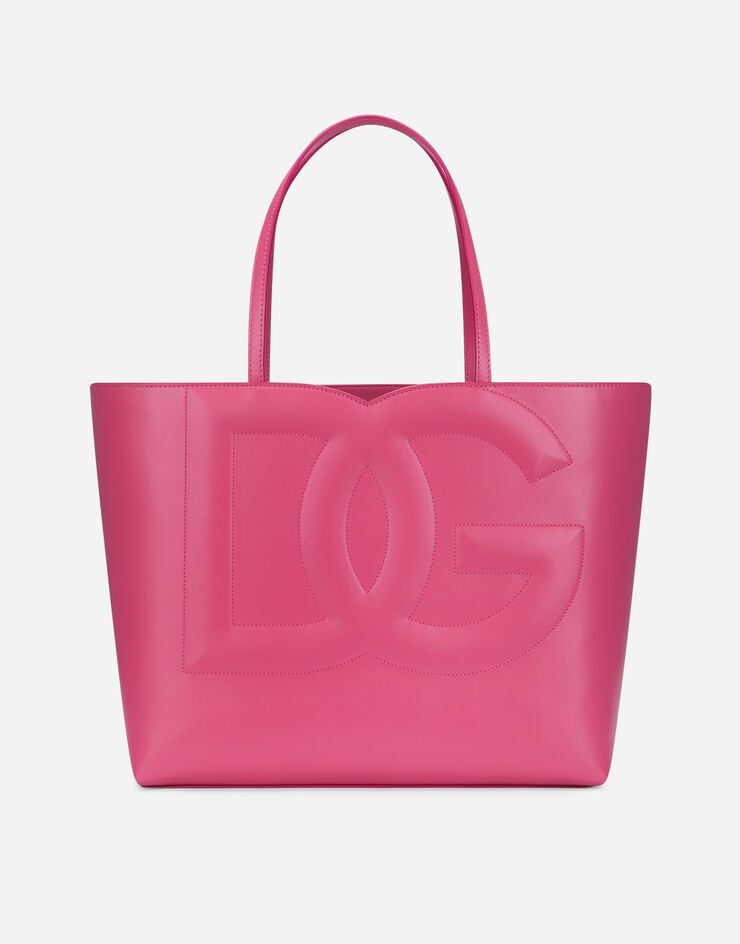 Dolce & Gabbana Bolso shopper DG Logo Bag mediano en piel de becerro Lila BB7338AW576
