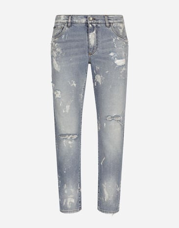 Dolce & Gabbana Bleached wash slim-fit stretch denim jeans Blue GWVNXDG8KG6