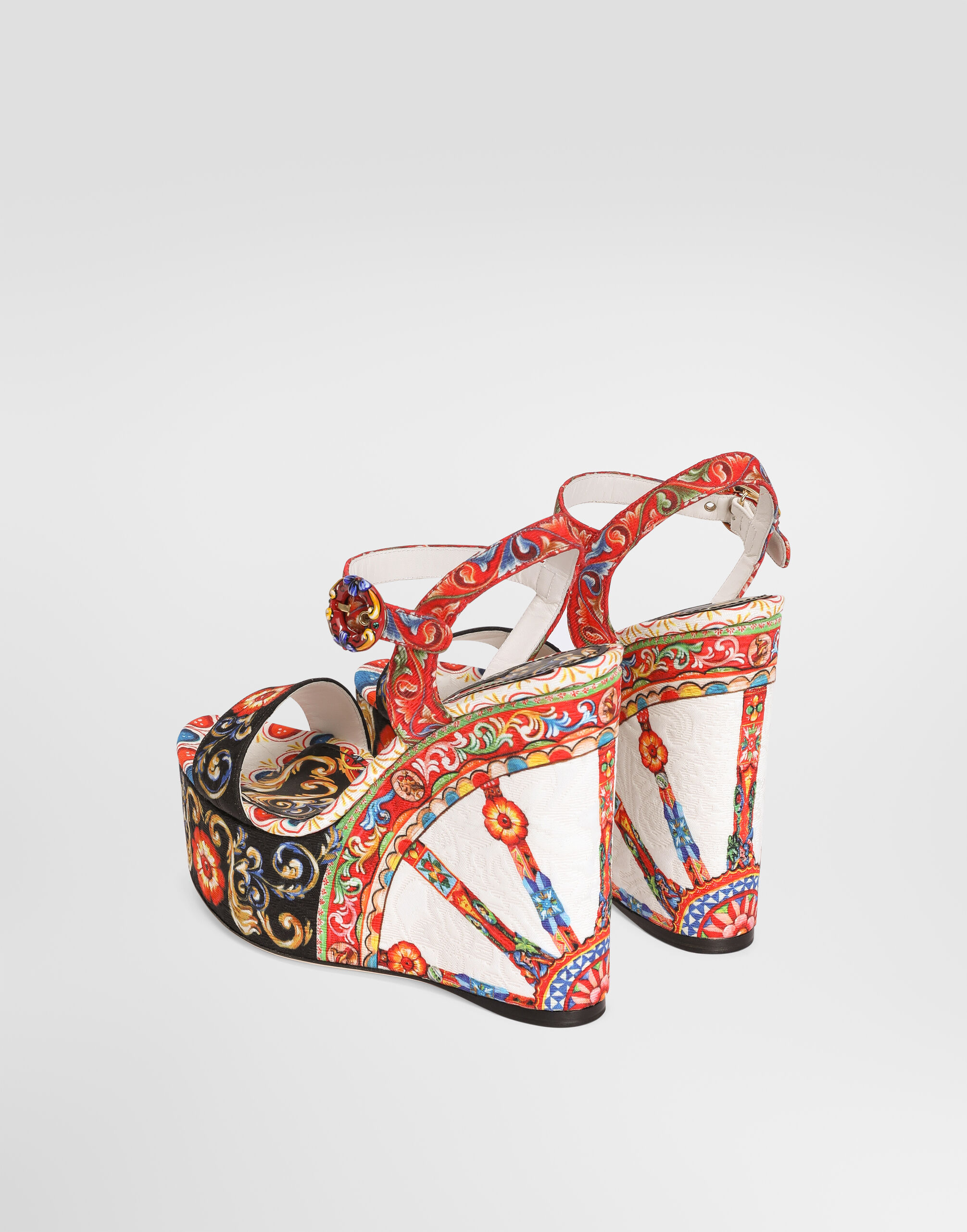 【美品】DOLCE&GABBANA 花柄レースキャミソール ギャル 派手 Y2K Carretto-print brocade wedge sandals in Multicolor for Women