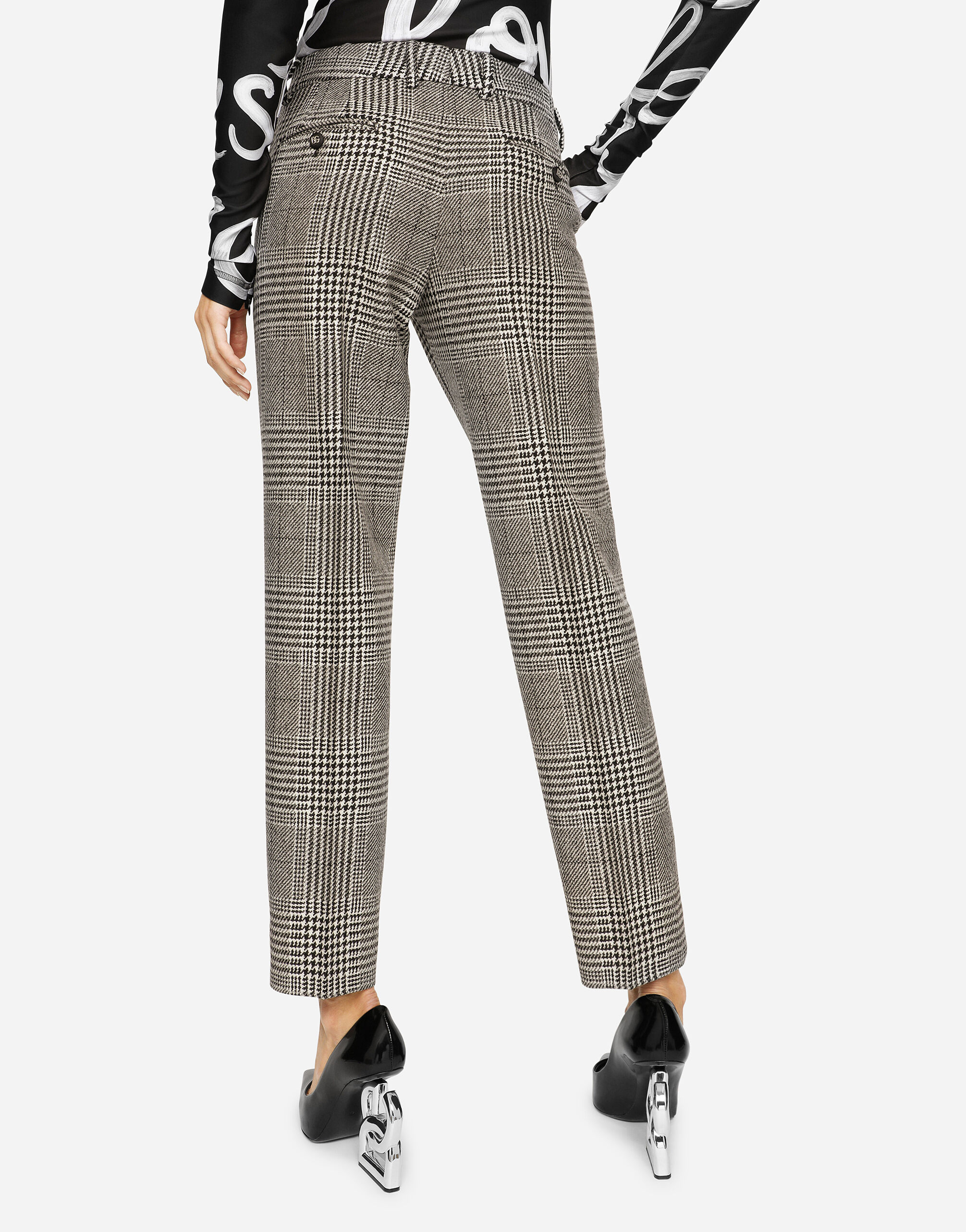 Low rise glen plaid pants in Multicolor for Women Dolce Gabbana US