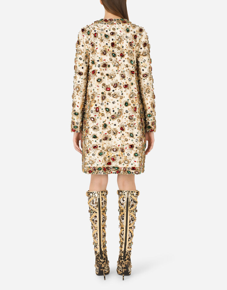 Dolce & Gabbana Jacquard coat with embroidery Multicolor F0B9AZGDAME