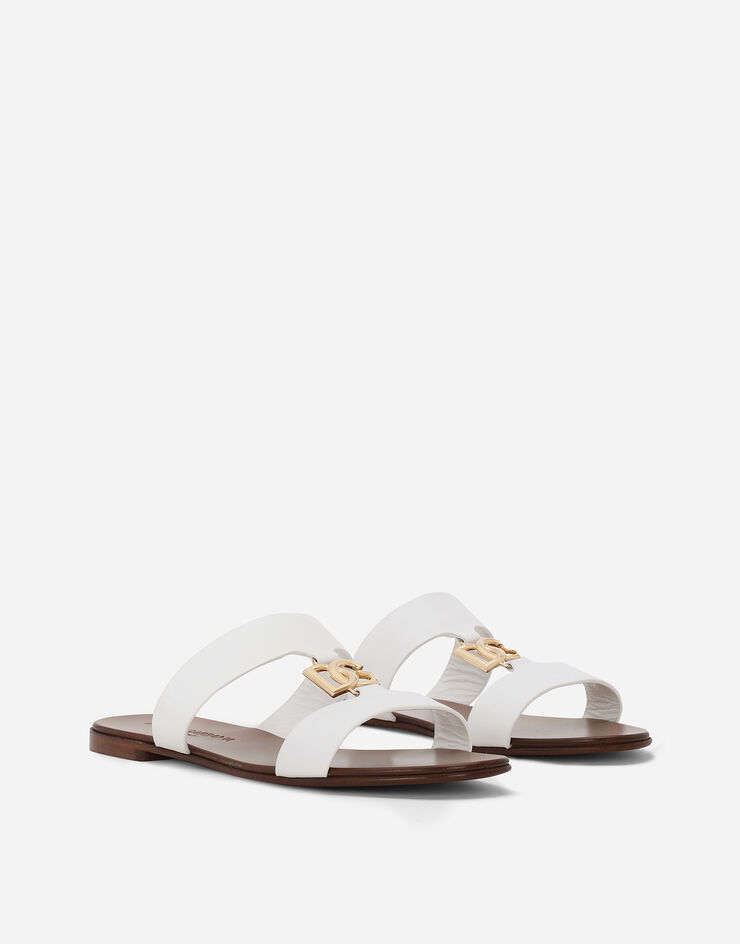 Dolce & Gabbana شبشب من جلد عجل بشعار DG أبيض CQ0608AW576