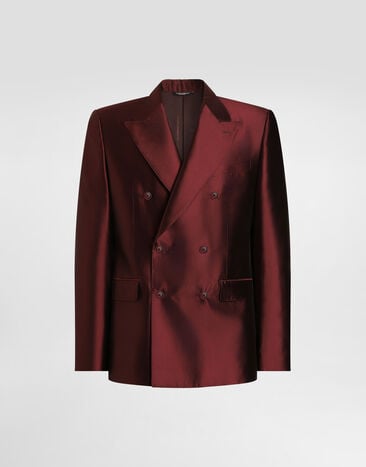 Dolce & Gabbana Sicilia light double-breasted jacket in shantung silk Bordeaux G2TV8TFU1L6