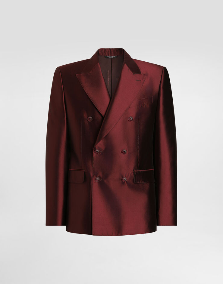 Dolce & Gabbana Sicilia light double-breasted jacket in shantung silk Bordeaux G2TV8TFU1L6