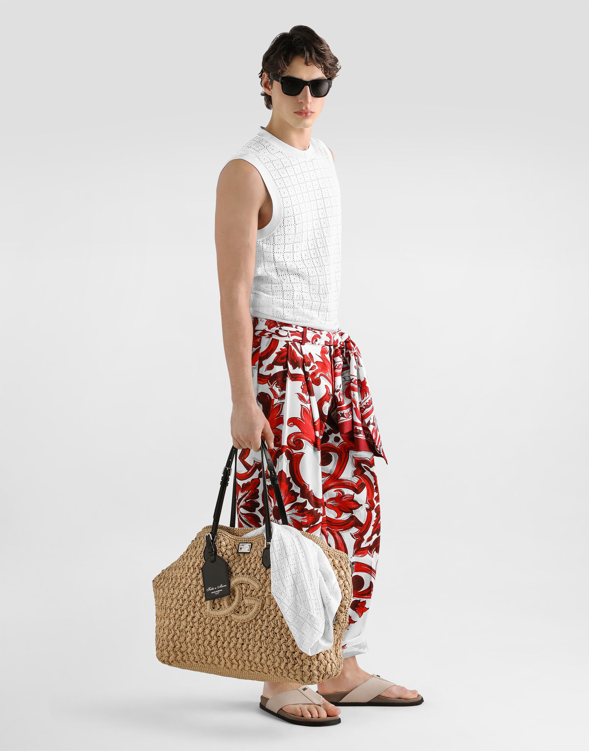 マルチカラーのメンズ マヨリカプリント ドリル パンツ | Dolce&Gabbana®