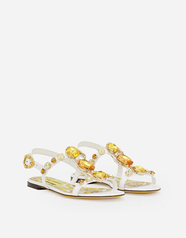 Dolce & Gabbana Patent leather sandals with stone embellishment White CQ0601AT848