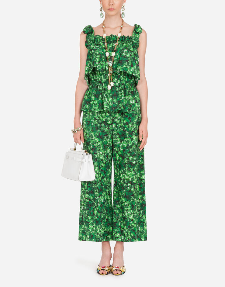 Dolce & Gabbana POPLIN CULOTTES WITH FOUR-LEAF CLOVER PRINT FLORAL PRINT FTBQMTHS5GC