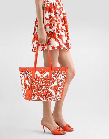 Dolce & Gabbana Atene shopping bag in majolica-print canvas Multicolor BB7826AN220