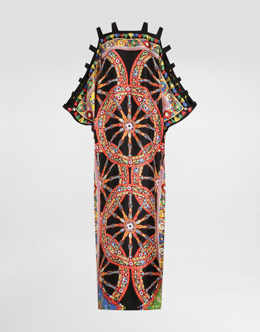 Dolce & Gabbana Carretto-print twill kaftan dress Multicolor F623ETGDDZE