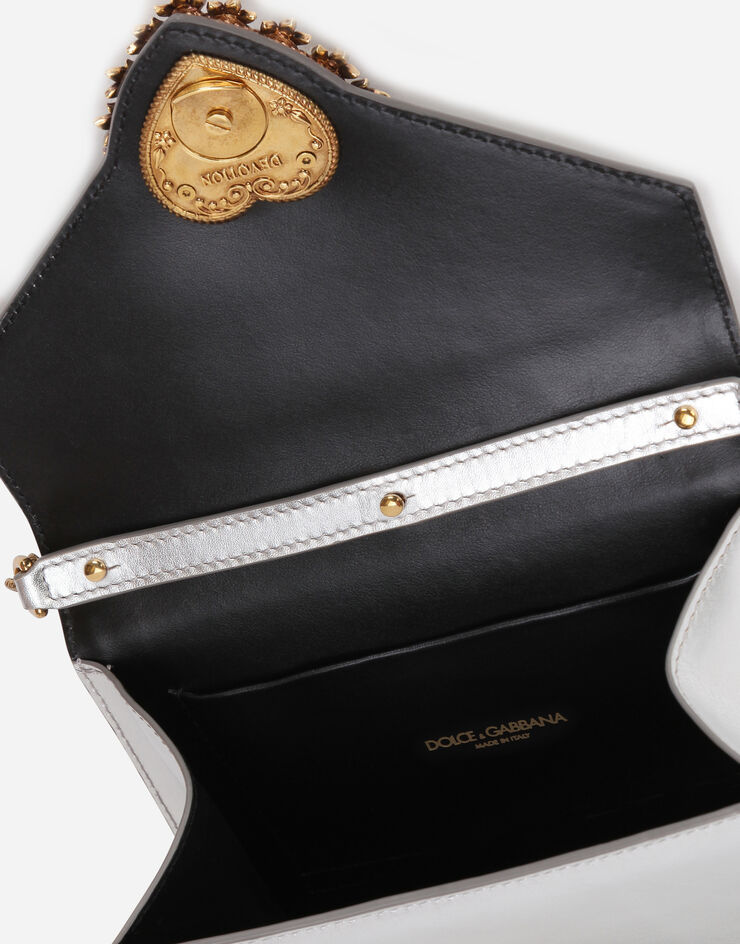 Dolce&Gabbana Small Devotion bag in mordore nappa leather Silver BB6711A1016