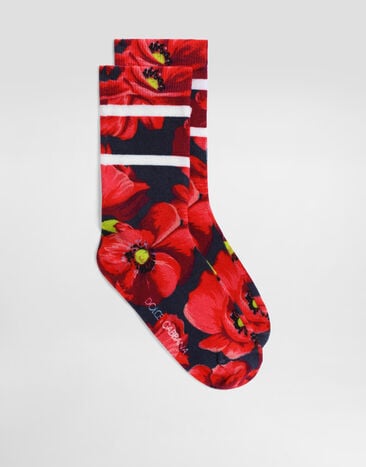 Dolce & Gabbana Poppy-print cotton socks  LBKAC8JAHMD