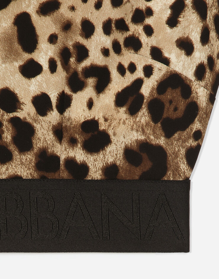Dolce & Gabbana Top aus Charmeuse Leoprint Animal-Print F772ETFSADD