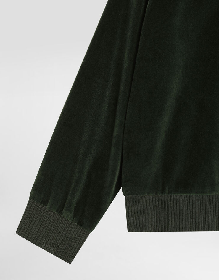 Dolce & Gabbana Kapuzensweatshirt aus Samt Grün L4JWLAFUWE6