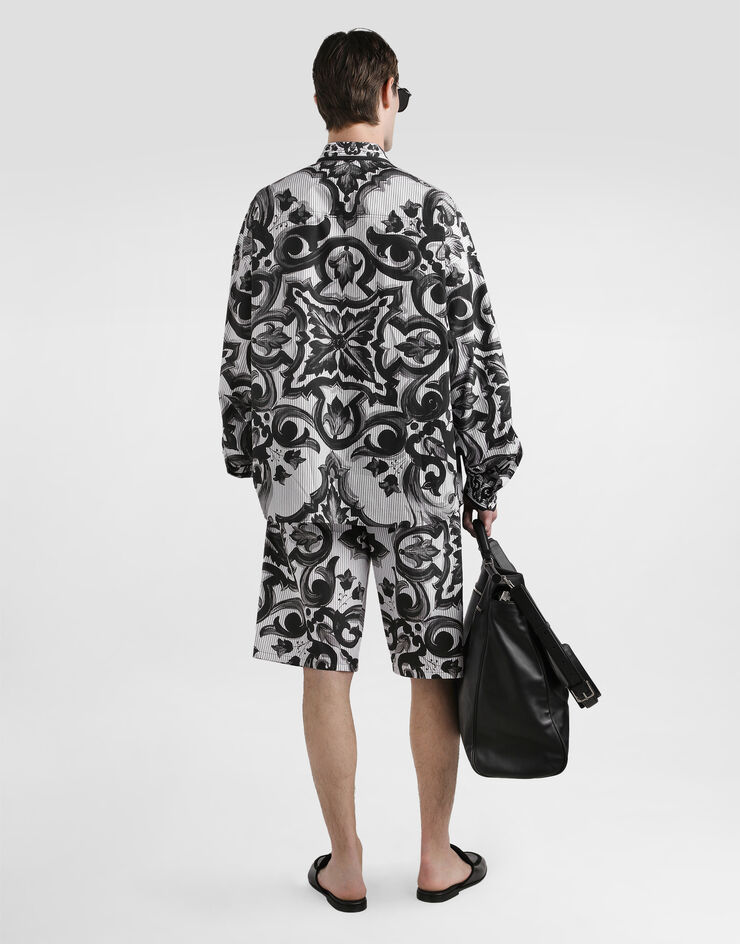 Dolce & Gabbana Hose aus Popeline mit Majolika-Print Mehrfarbig GV37ATGJ618
