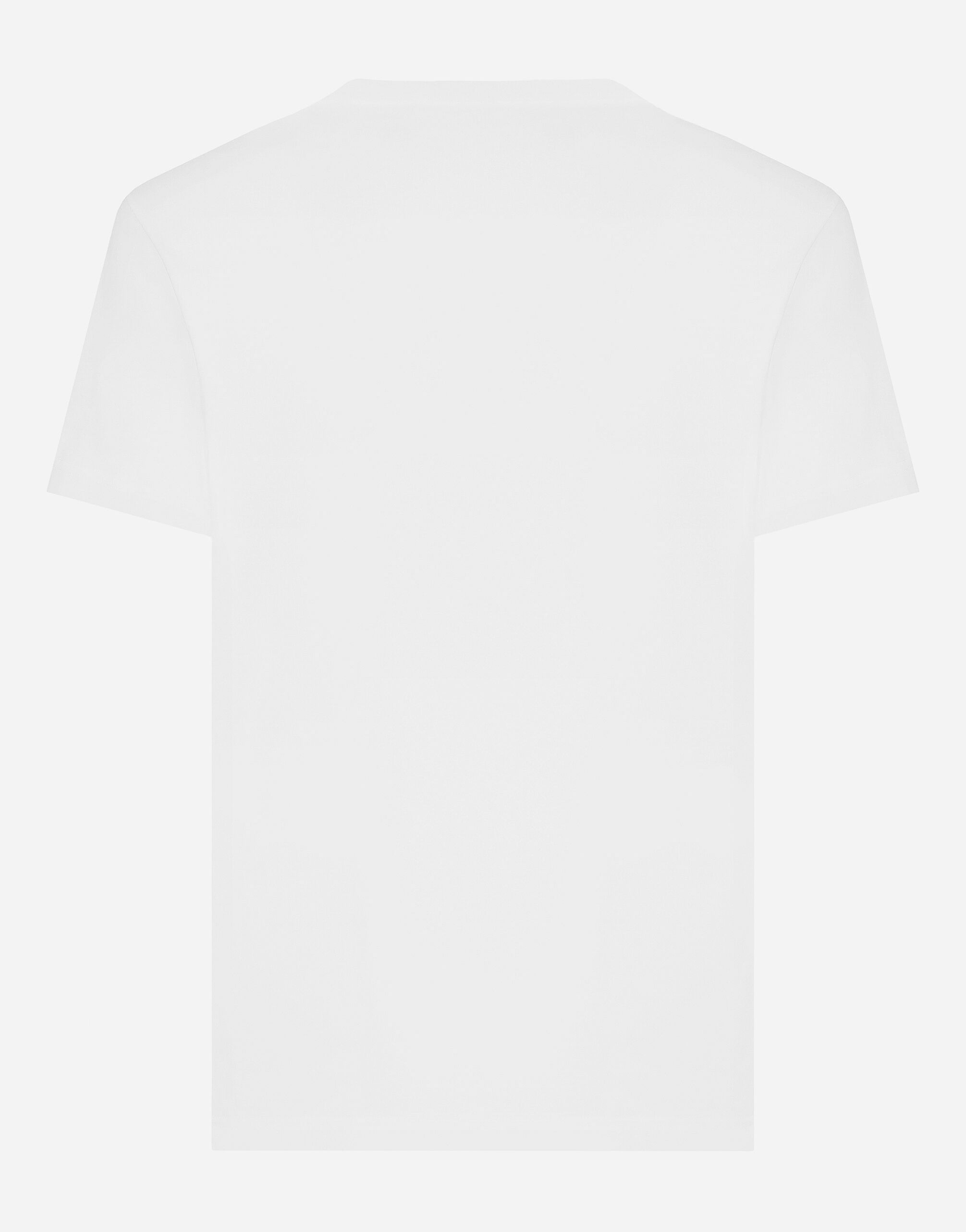 Cotton V-neck T-shirt with branded tag in White for Men