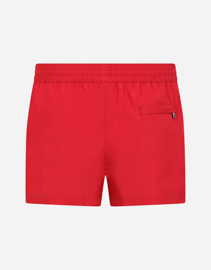 Dolce & Gabbana Short swim trunks with branded plate Red M4B11TFUSFW