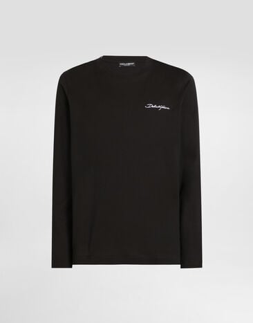 Dolce & Gabbana cotton t-shirt with embroidery Black G8SD2ZG7PEA