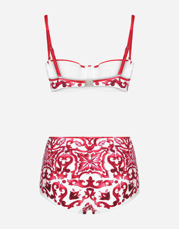 Dolce & Gabbana Bikini balconnet et culotte à imprimé majoliques Multicolore O8A27JONO19
