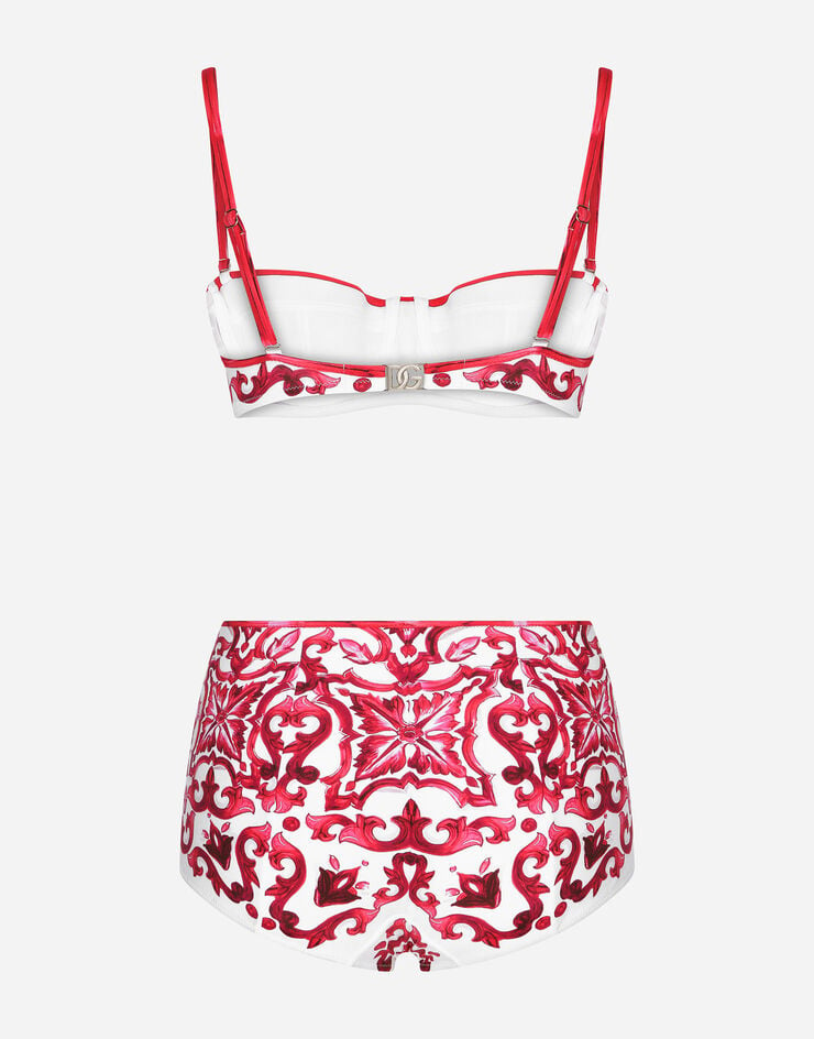 Dolce & Gabbana Bikini balconcino e culotte stampa maiolica Multicolor O8A27JONO19