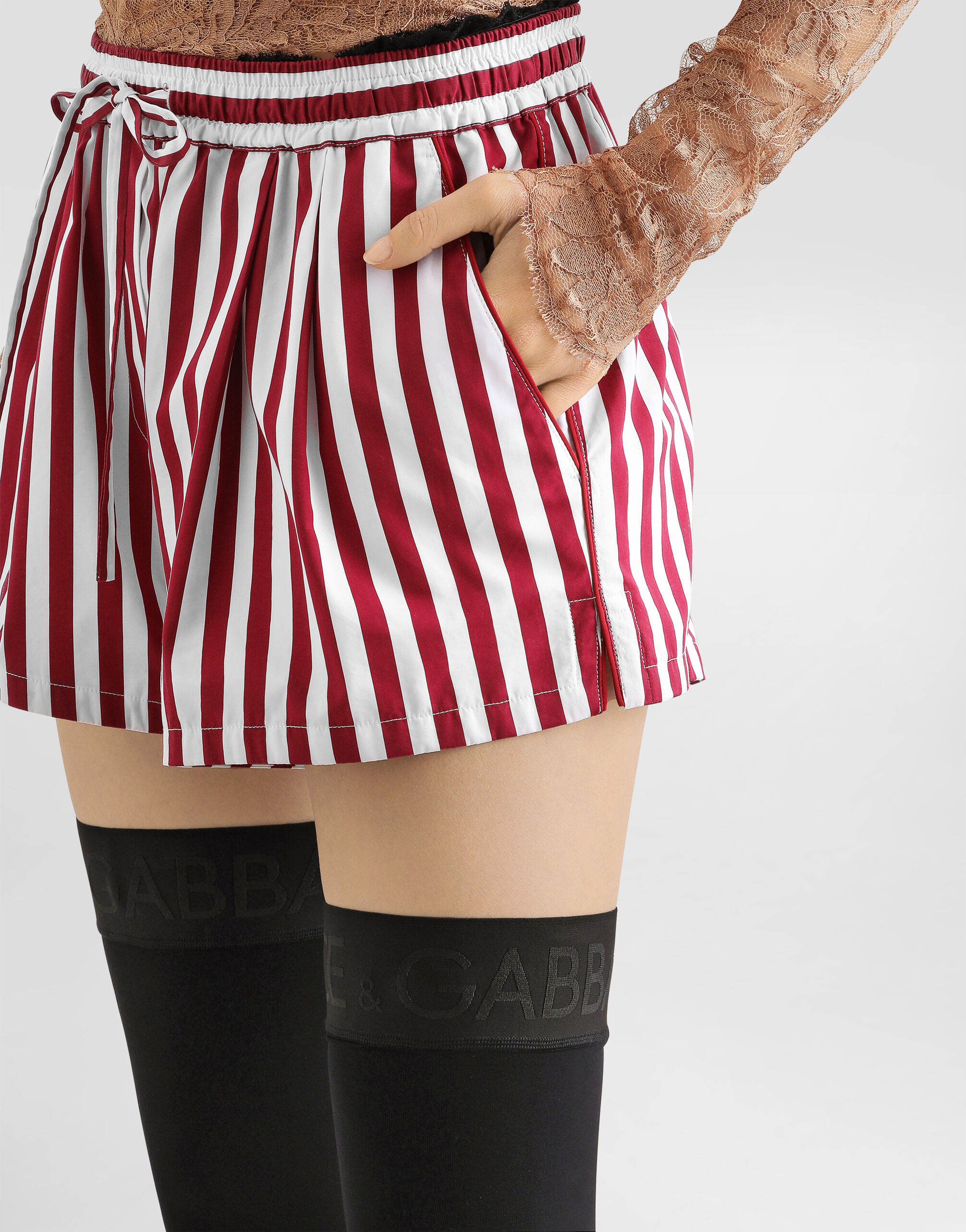 Striped poplin culottes shorts - thumbnail 5