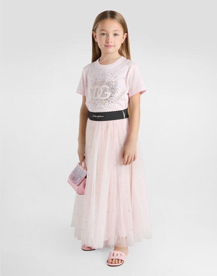 Dolce & Gabbana 라인스톤 장식 튤 스커트 핑크 L55I39HLMXC