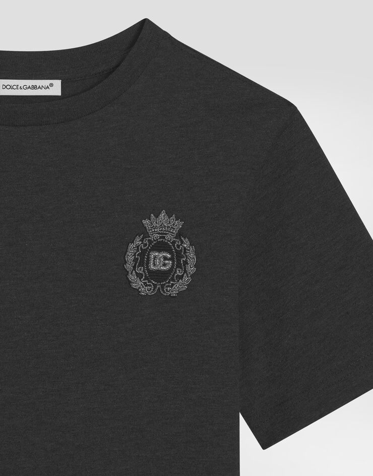 Dolce & Gabbana Jersey t-shirt with heraldic DG patch Grey L4JTHUG7PKP