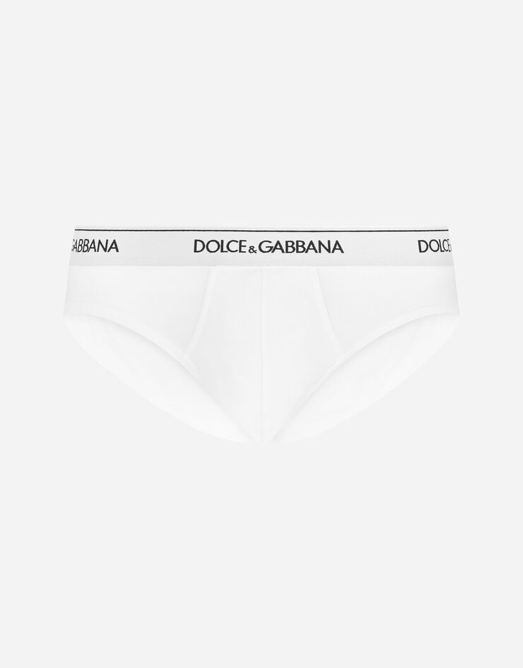 Dolce & Gabbana حزمة عدد اثنين من شورت قطني مرن متوسط الارتفاع أبيض M9C03JONN95