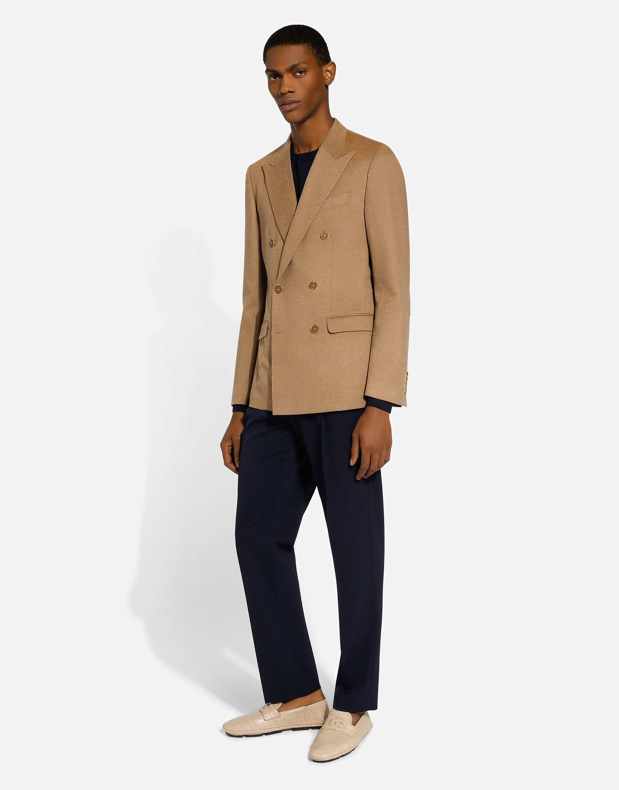 Silk and cashmere round-neck sweater in Blue for Men