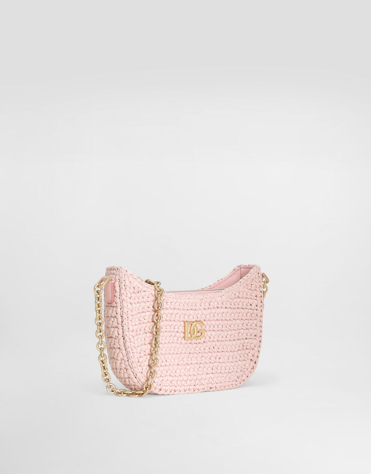 Dolce & Gabbana Borsa DG Girlie Crochet in rafia Rosa EB0262AX321