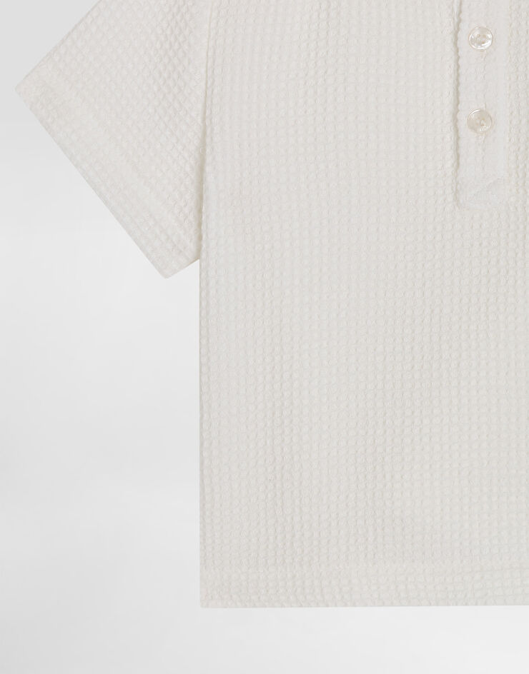 Dolce & Gabbana Waffle cotton serafino t-shirt White L14S69FU628
