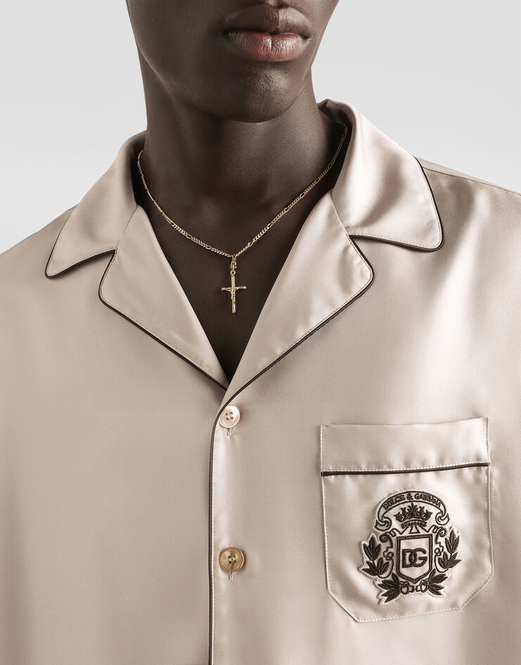 Dolce & Gabbana Silk shirt with embroidery Beige G5IF1ZGK252