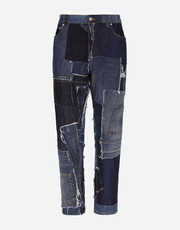 Dolce & Gabbana Loose stretch patchwork denim jeans Black GVR7HZG7I3I