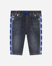 Dolce & Gabbana Regular-fit blue wash jeans with DG-logo band Beige L12Q99LY054